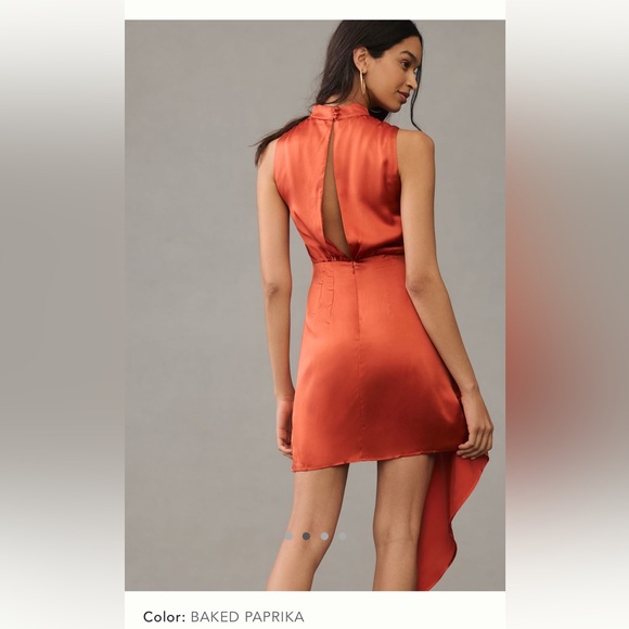 *SOLD* Asymmetrical Silk Cocktail Dress By Anthropologie Sz 6 - Picture 2 of 7